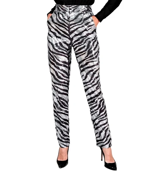 Zebra Party Pailletten Damenhose