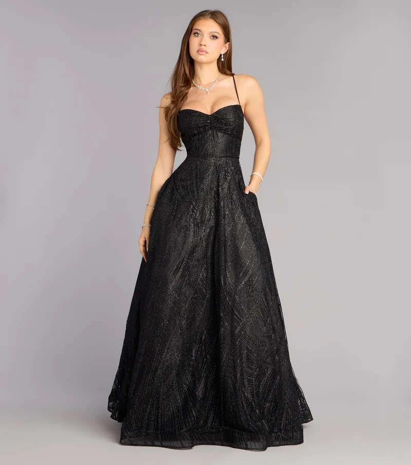 Cathy Glitter A-Line Formal Dress