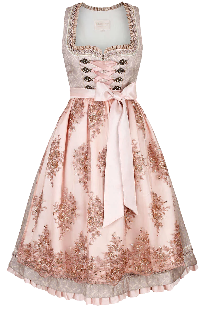 Midi-Dirndl mit Spitzenschürze