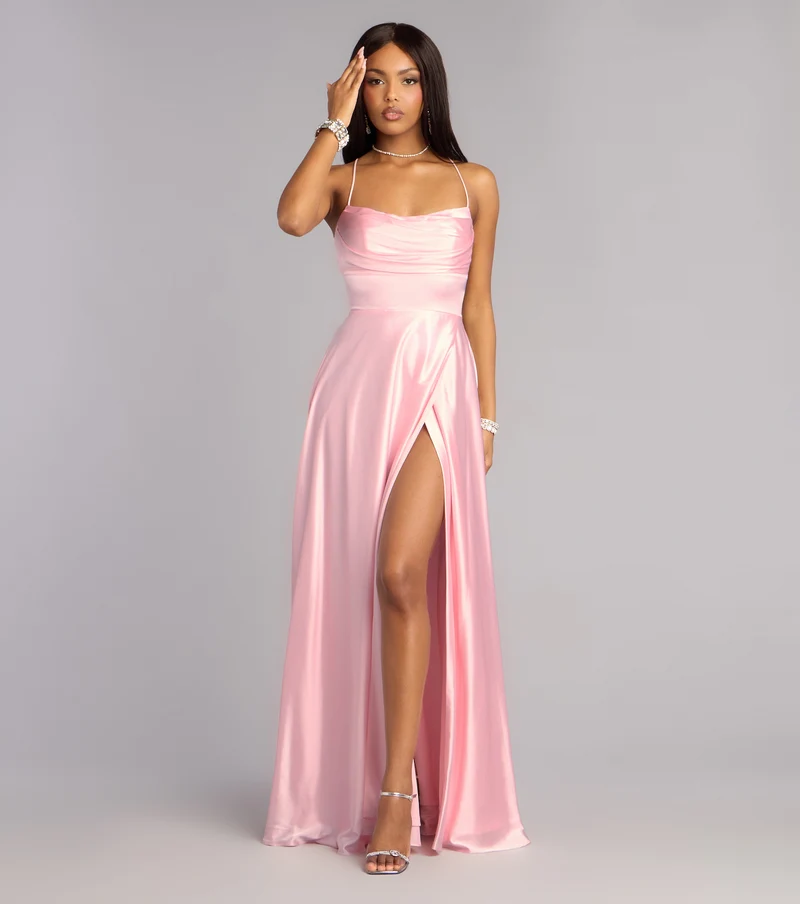 Natasha Satin A-Line Formal Dress