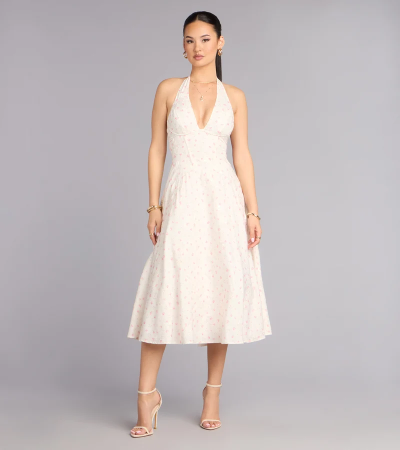 Brunch Bloom Floral Butterfly Midi Dress