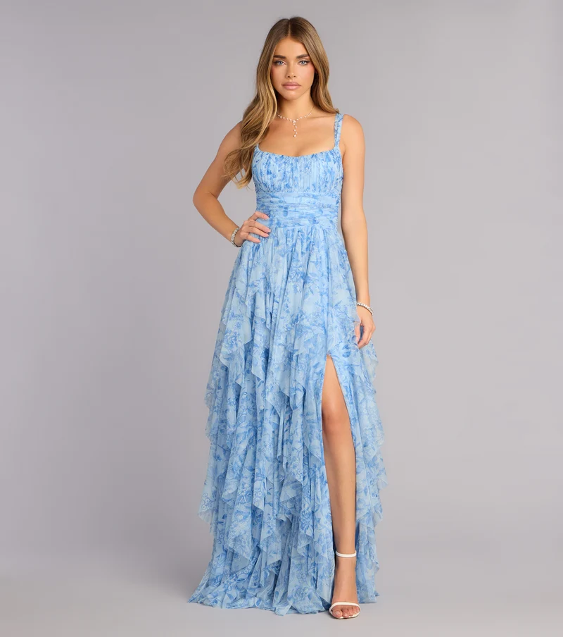 Luna Floral Ruffled Formal Dress