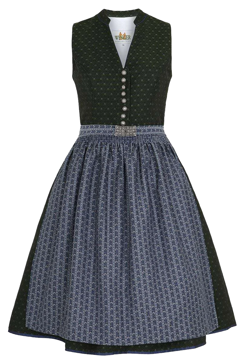 Midi Dirndl hochgeschlossen mit Broschenschürze