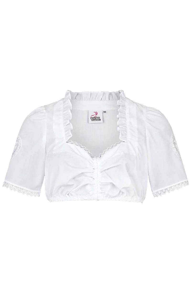 Dirndlbluse mit Spitzenherz am Ärmel weiß