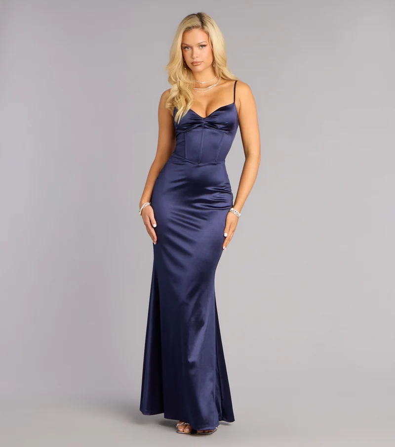 Aven Satin Lace-Up Mermaid Formal Dress