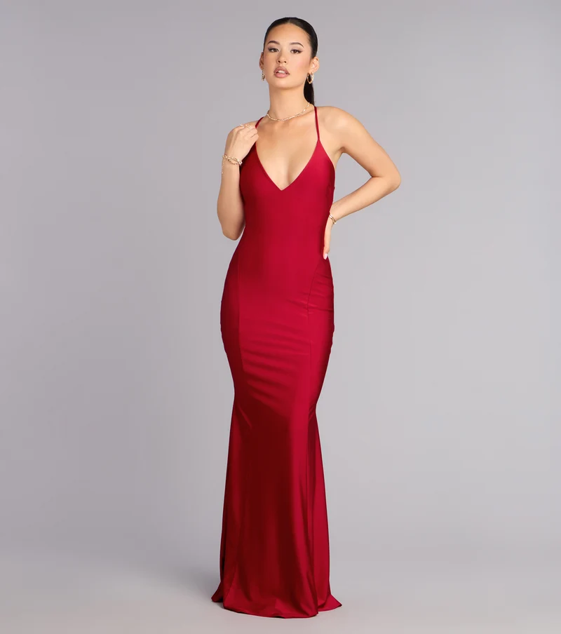 Hannah V-Neck Strappy Formal Dress