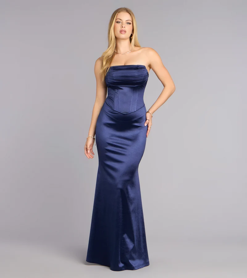Jess Satin Corset Lace-Up Mermaid Formal Dress