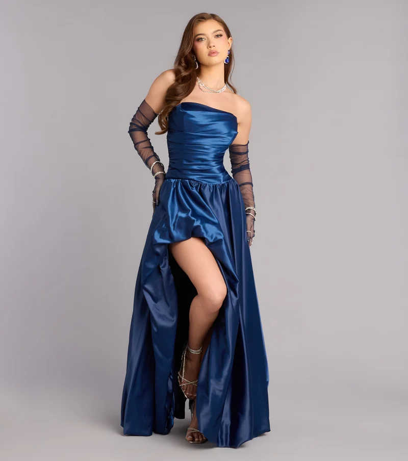 Grace Satin A-Line Bubble Formal Dress