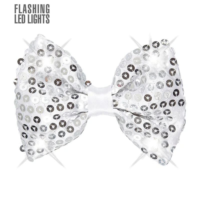 Silberne LED Pailletten Fliege