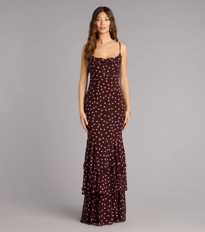 Jodie Polka Dot Chiffon Mermaid Formal Dress