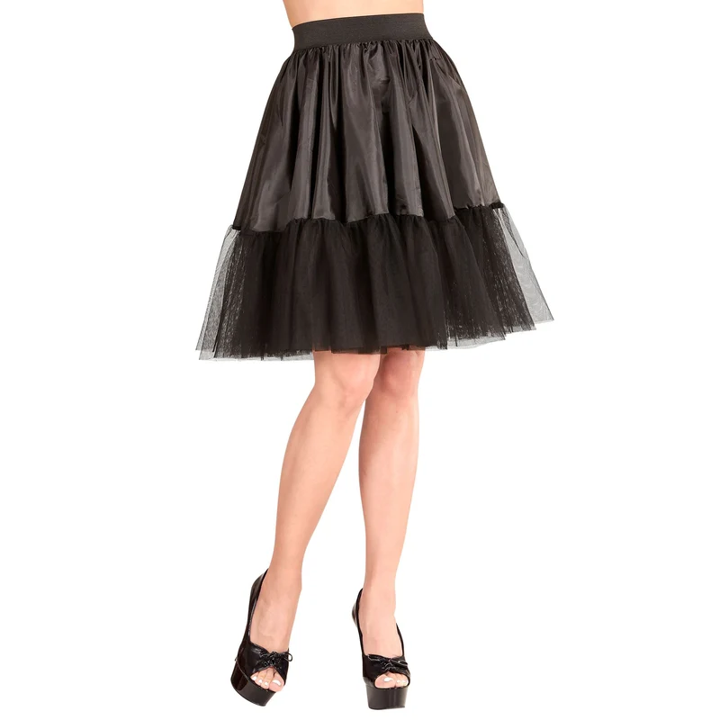 Schwarzer Petticoat Rock Satin und Tüll