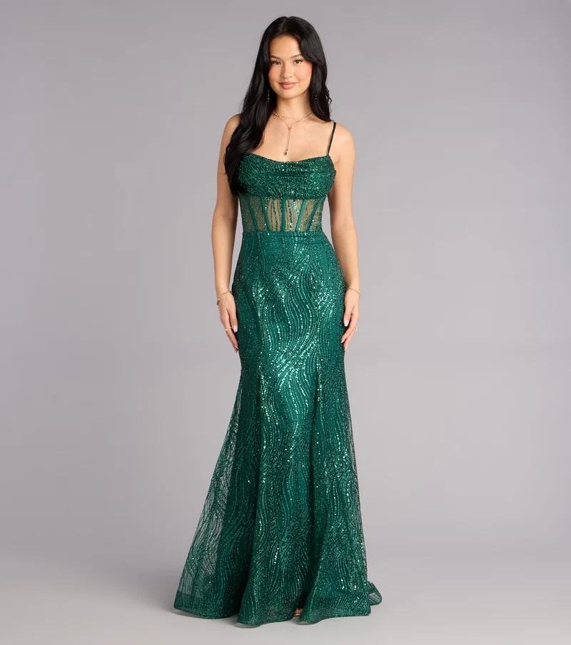 Phoebe Glitter Tulle Corset Formal Dress