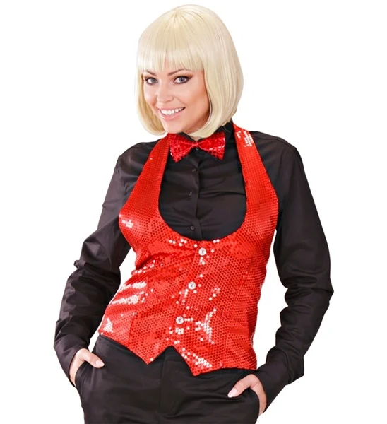 Glitter Pailletten Weste Für Damen Rot