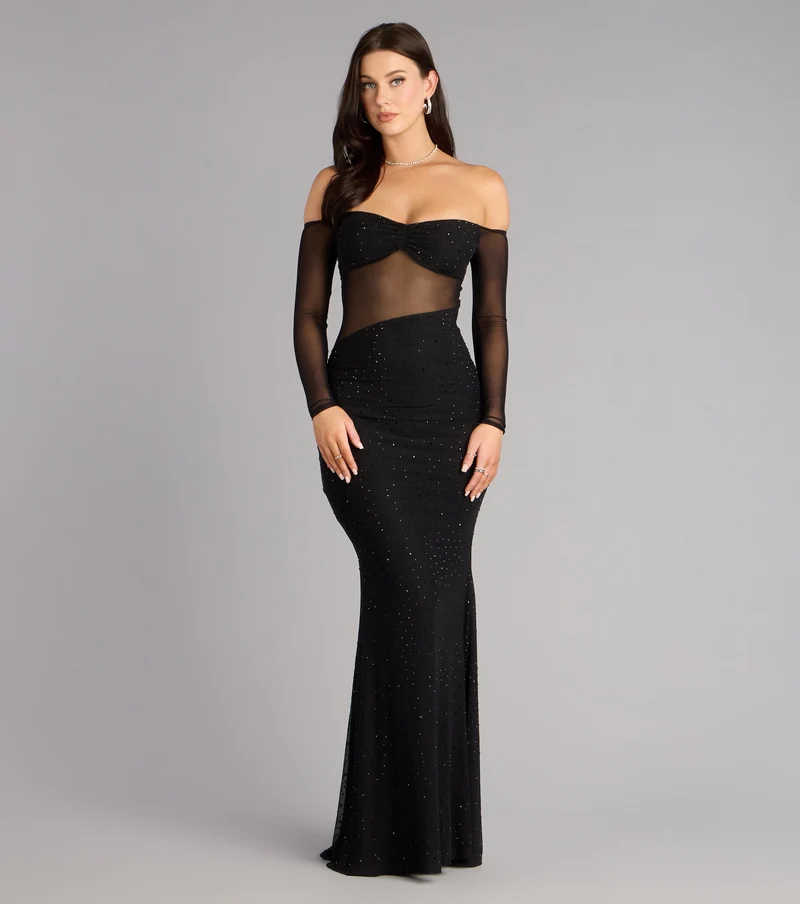 Azarliah Rhinestone Mesh Mermaid Formal Dress