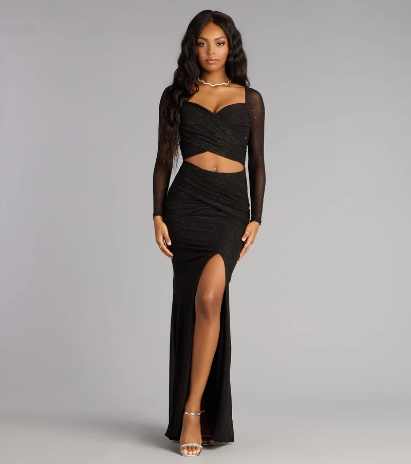 Michelle Glitter Cutout Mermaid Formal Dress
