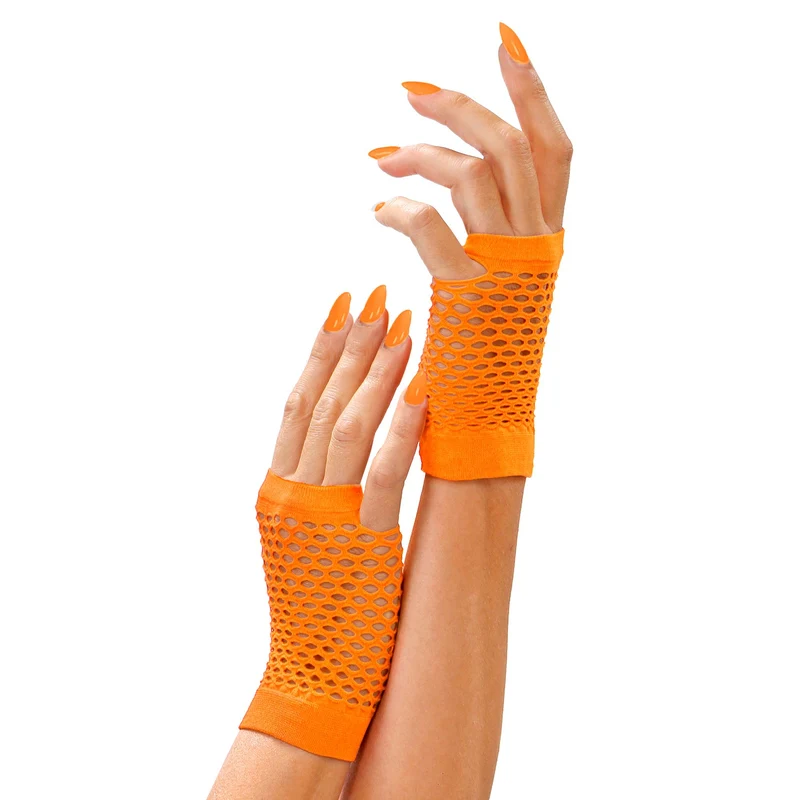 Netzhandschuhe fingerlos neon-orange