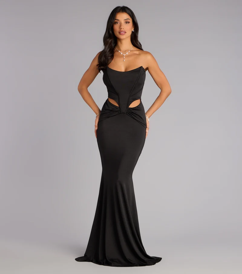 Gina Satin Corset Mermaid Formal Dress