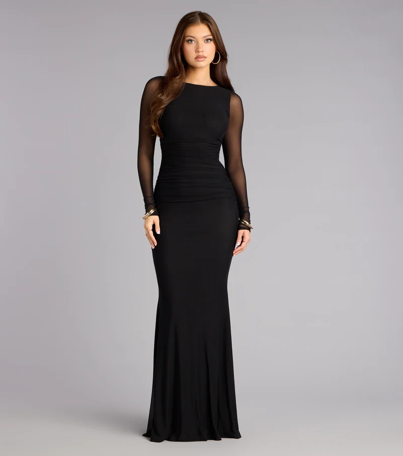 Winnie Mesh Long Sleeve Mermaid Formal Dress