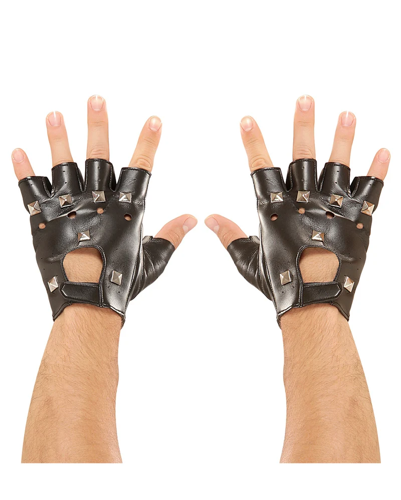 Punkrock & Biker Handschuhe mit Nieten