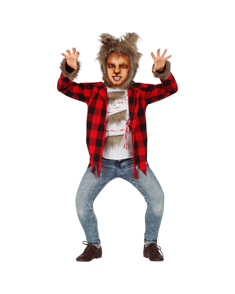 Werwolf Kinder Kostüm mit Fellmütze