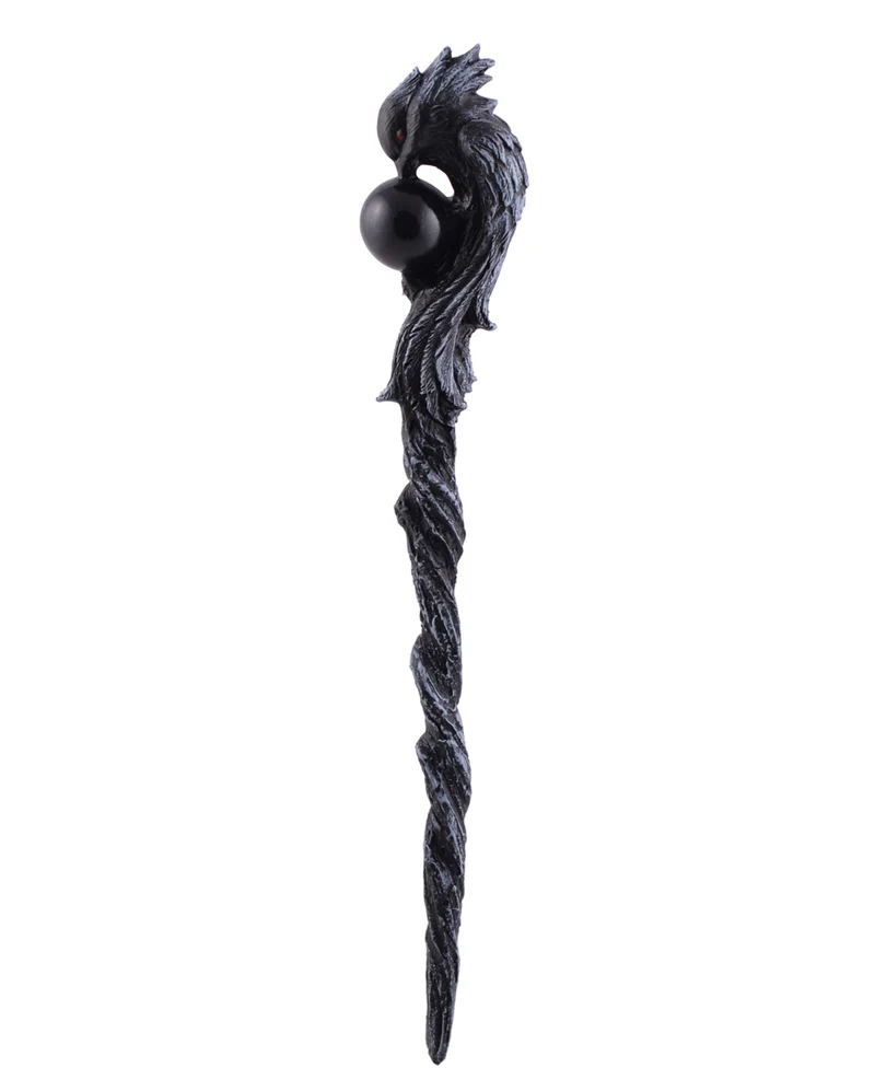 Zauberstab Black Phönix mit schwarzer Kugel