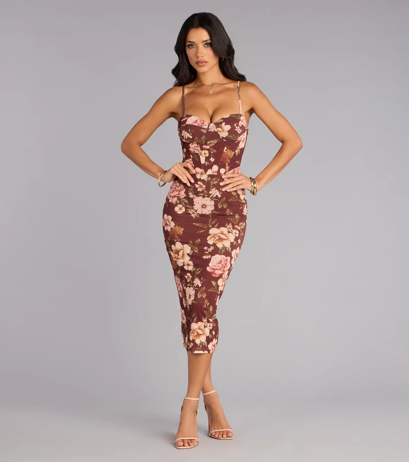 Fall Romance Mesh Midi Dress