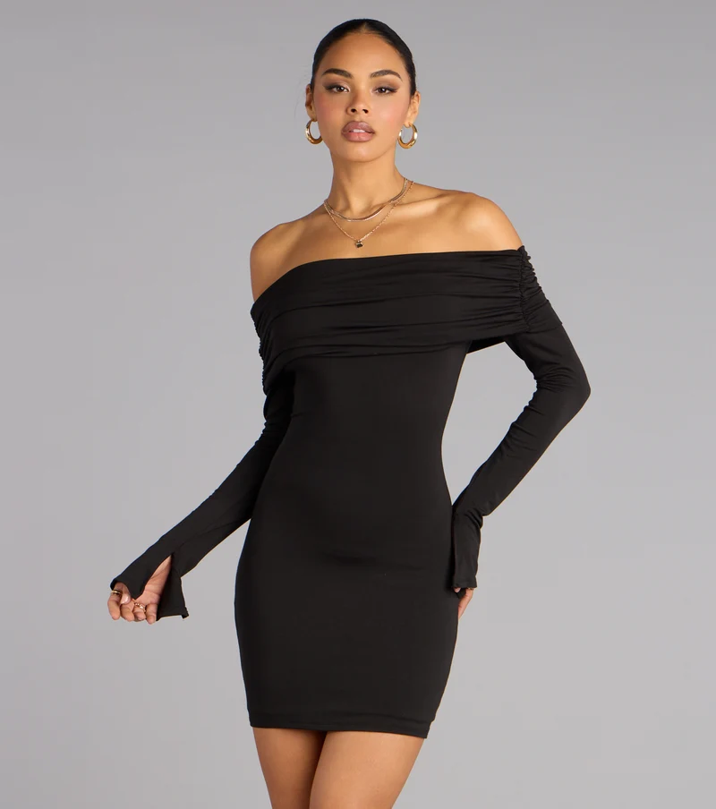 Golden Hour Off-The-Shoulder Mini Dress
