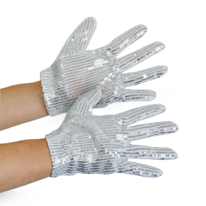 Kinder Handschuhe Pailletten Silber