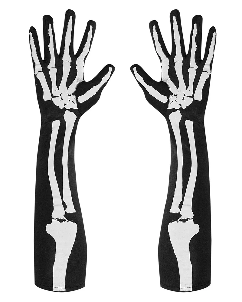 Ellbogenlange Skelett Handschuhe