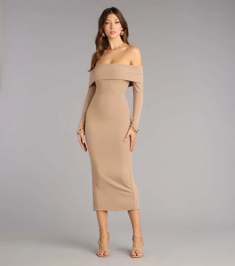 Effortless Aura Long Sleeve Midi Dress