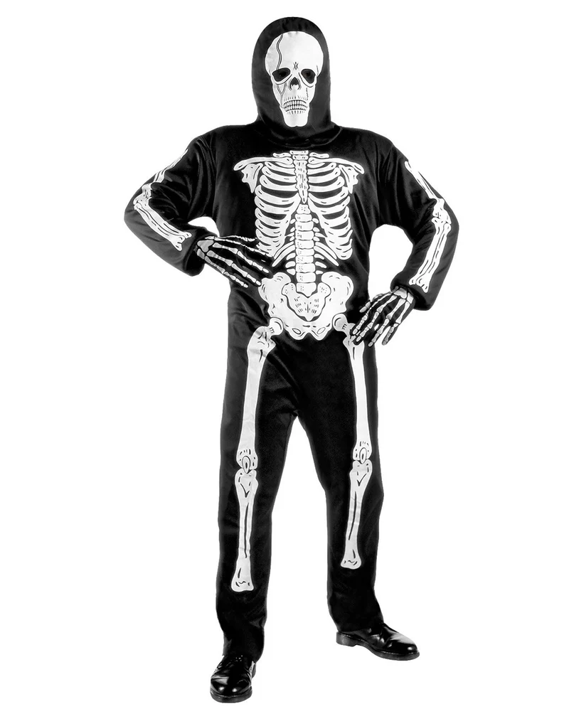 Skelett Kinderkostüm mit Totenkopf Maske