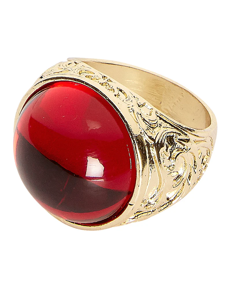 Goldener Vampir Ring mit Rubinrotem Stein