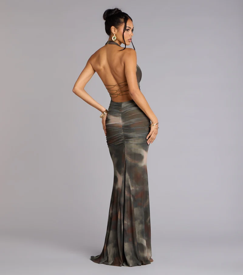 Allina Halter Strappy Mermaid Formal Dress