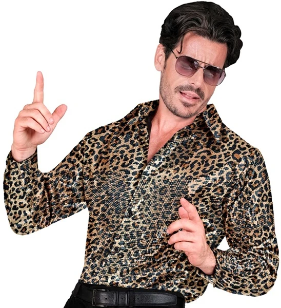 Pailletten Hemd Leopard für Herren