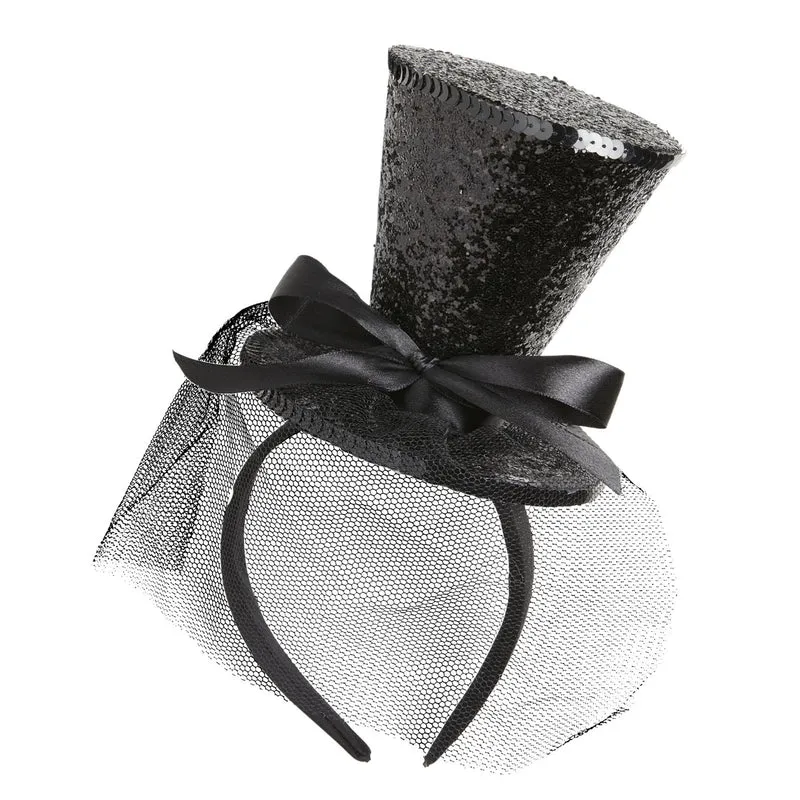 Mini Glitzer Schleier & Schleife Haarreif