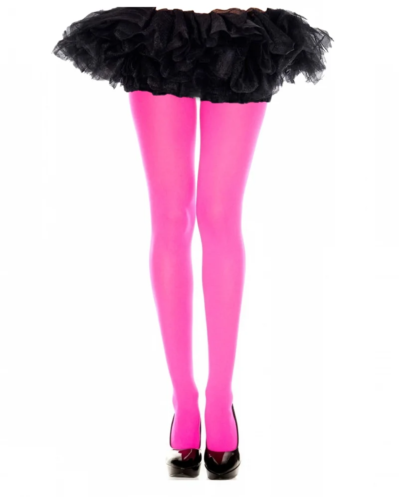 Neonpinke Blickdichte Nylon Strumpfhose