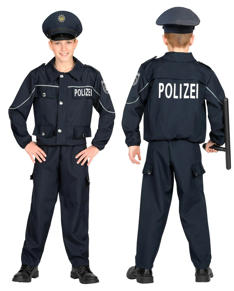 Streifenpolizist Kostüm für Kinder Blau