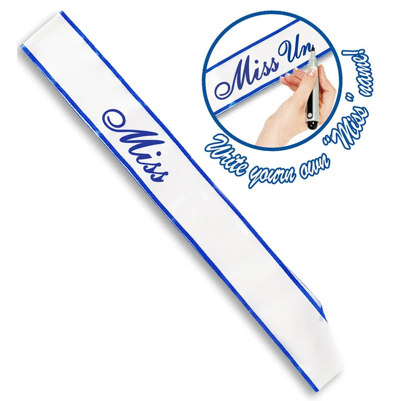 Blaue Miss Schärpe Satinlook