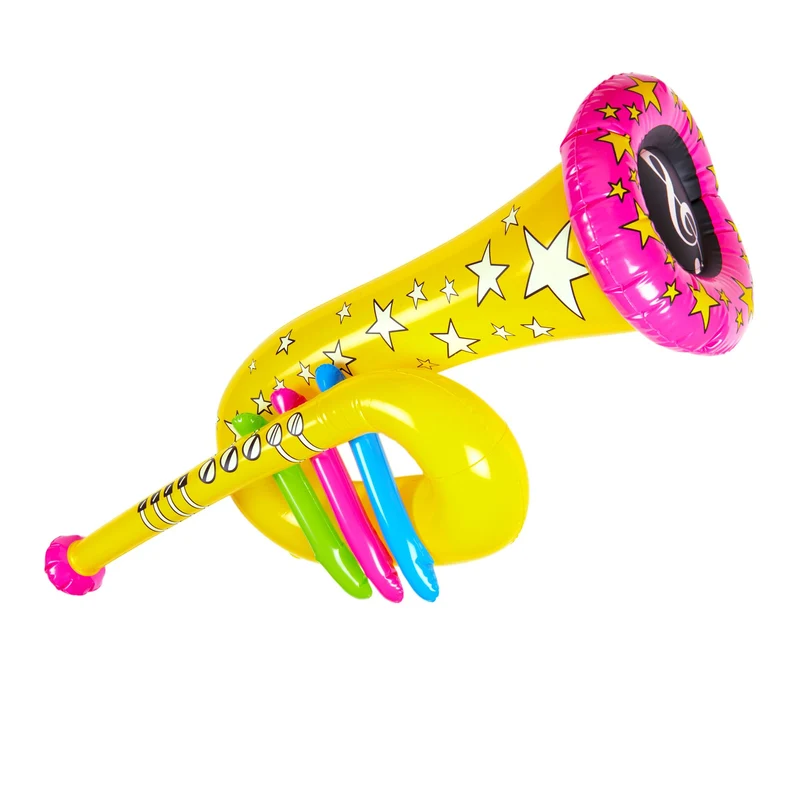 Gelbe Aufblasbare Clown Trompete 63cm