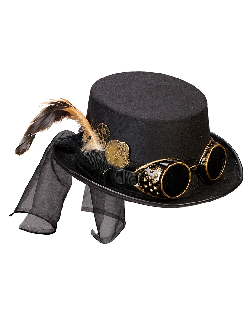 Steampunk Kostüm Zylinder mit Fliegerbrille