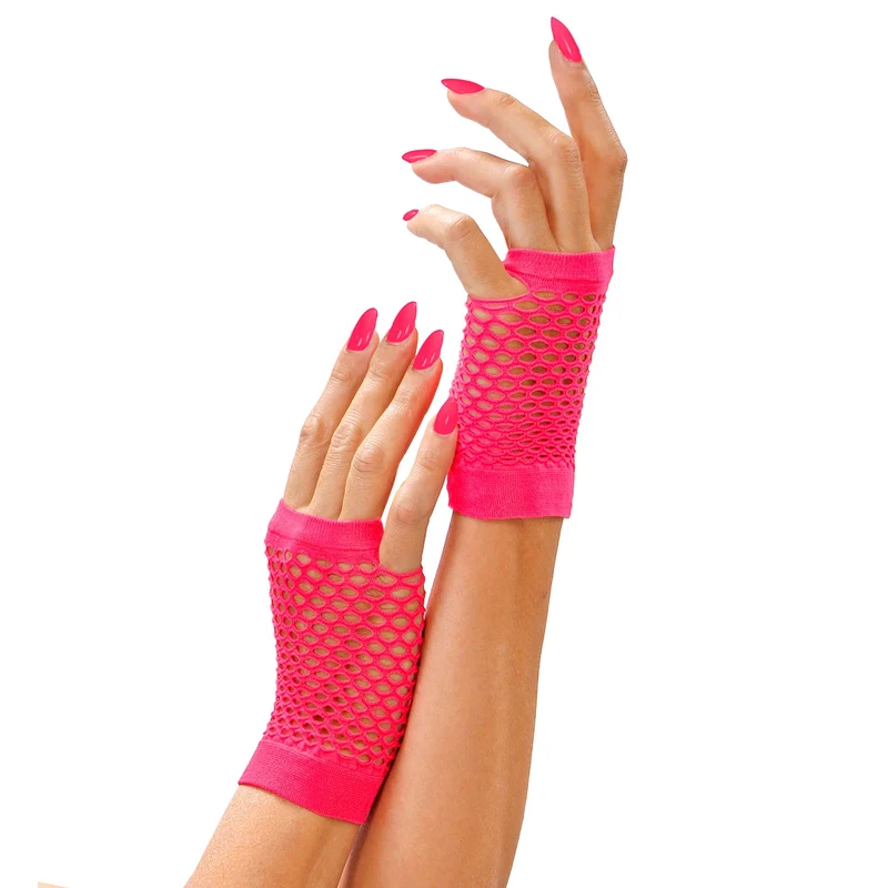 Kurze Netzhandschuhe in Pink