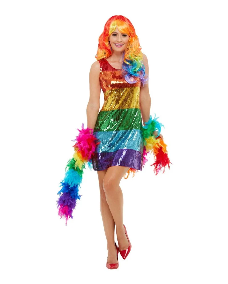 Regenbogen Pailletten Glitter Kleid