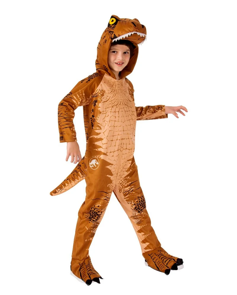 T-Rex Kinderkostüm mit Kapuze Braun