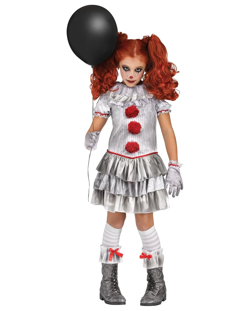 Böses Jahrmarkts Clownmädchen Kinderkostüm