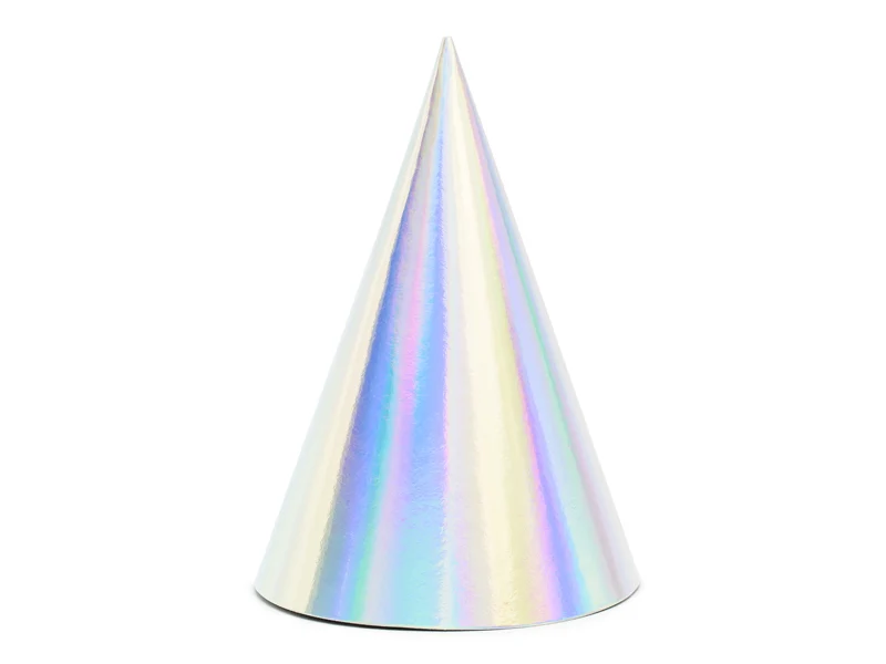 6 Schimmernde Partyhüte 17cm