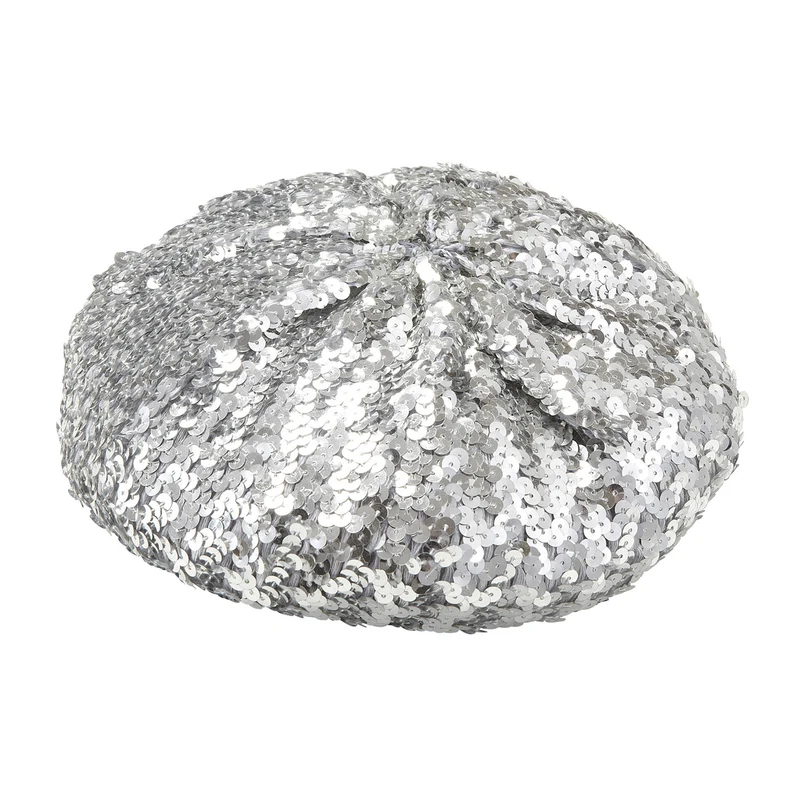 Silberne Pailletten Baskenmütze