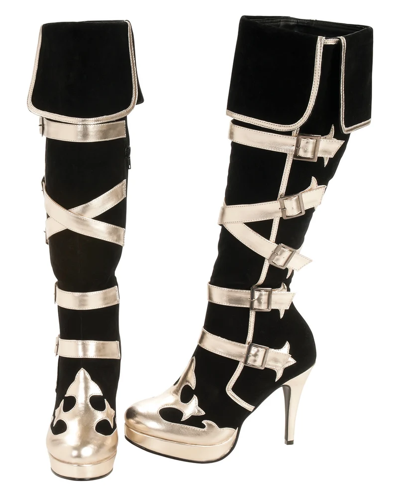 Piraten Stiefel schwarz-gold