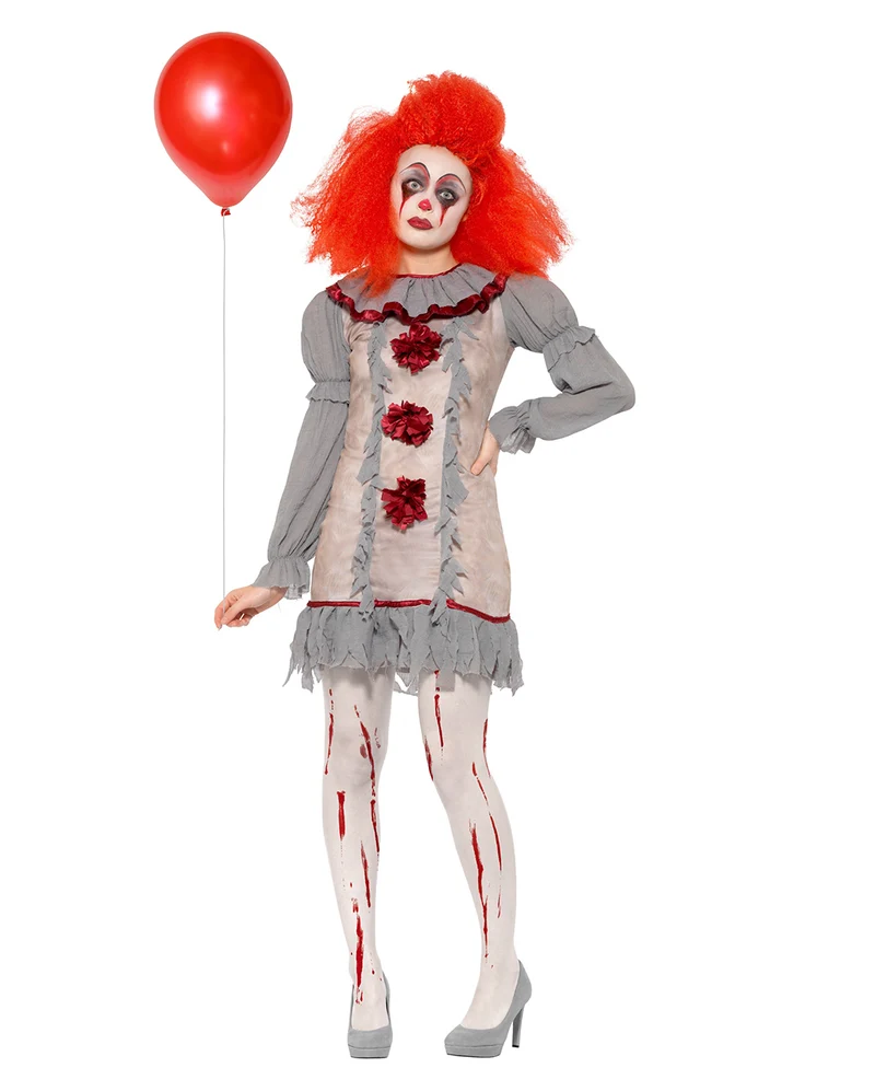 Vintage Horror-Clown Damen Kostüm