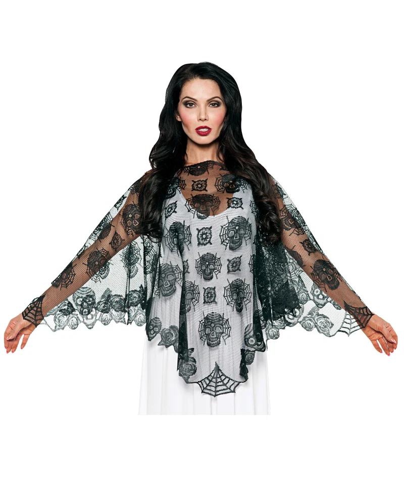 Day of the Dead Spitzen Poncho
