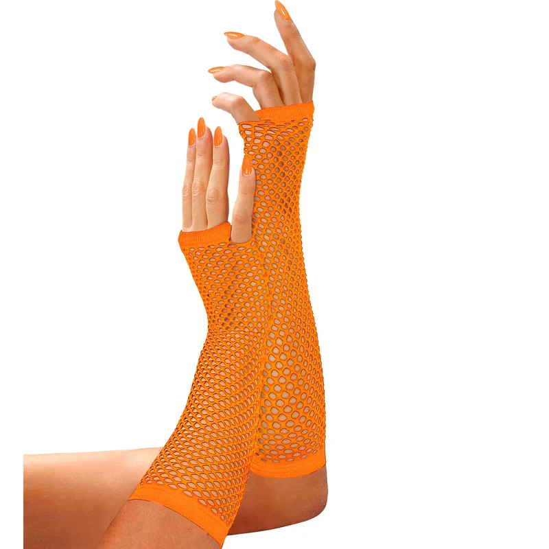 Netzhandschuhe fingerlos neon-orange 33cm